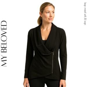 MY BELOVED Black Zip-Front Yoga Jacket – Size Medium